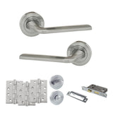 Quality image of Eco Surf Door Handle Pack (Bathroom Set - 3" CE Bathroom Lock, 4" Fire Rated Hinges x3) - Satin Chrome | Sku. adpeco60sc11 | available from Trade Door Handles.