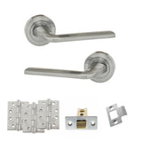 Quality image of Eco Surf Door Handle Pack (Latch Set - 2.5" CE Latch, 4" Fire Rated Hinges x3) - Satin Chrome | Sku. adpeco60sc3 | available from Trade Door Handles.