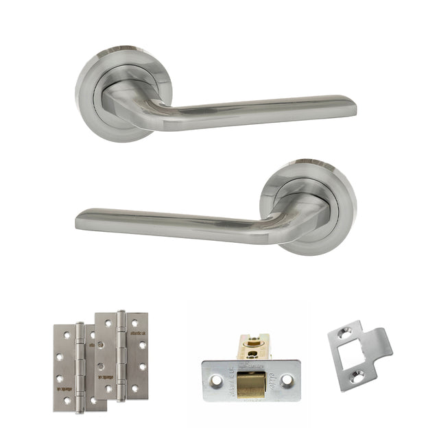 Quality image of Eco Surf Door Handle Pack (Latch Set - 3" CE Latch, 4" Slim Knuckle Hinges x2) - Satin Chrome | Sku. adpeco60sc6 | available from Trade Door Handles.