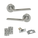 Quality image of Eco Surf Door Handle Pack (Latch Set - 2.5" Latch, 3" Hinges x2) - Satin Chrome | Sku. adpeco60sc7 | available from Trade Door Handles.