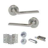 Quality image of Eco Surf Door Handle Pack (Bathroom Set - 2.5" CE Bathroom Lock, 3" Fire Rated Hinges x3) - Satin Chrome | Sku. adpeco60sc8 | available from Trade Door Handles.