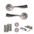Quality image of Old English Richmond Door Handle Pack (3 Lever Lock Set - 2.5" CE Sashlock, 4" Slim Knuckle Hinges x2) - Distressed Silver | Sku. adpoe110ds18 | available from Trade Door Handles.