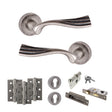 Quality image of Old English Richmond Door Handle Pack (Euro Lock Set - 3" CE Sashlock, 3" Fire Rated Hinges x3) - Distressed Silver | Sku. adpoe110ds21 | available from Trade Door Handles.