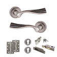Quality image of Old English Richmond Door Handle Pack (Euro Lock Set - 3" CE Sashlock, 4" Slim Knuckle Hinges x2) - Distressed Silver | Sku. adpoe110ds25 | available from Trade Door Handles.