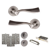 Quality image of Old English Richmond Door Handle Pack (Bathroom Set - 2.5" CE Bathroom Lock, 4" Fire Rated Hinges x3) - Matt Gun Metal | Sku. adpoe110mbn10 | available from Trade Door Handles.