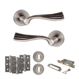 Quality image of Old English Richmond Door Handle Pack (3 Lever Lock Set - 3" CE Sashlock, 3" Fire Rated Hinges x3) - Matt Gun Metal | Sku. adpoe110mbn15 | available from Trade Door Handles.