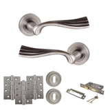 Quality image of Old English Richmond Door Handle Pack (3 Lever Lock Set - 3" CE Sashlock, 4" Fire Rated Hinges x3) - Matt Gun Metal | Sku. adpoe110mbn17 | available from Trade Door Handles.