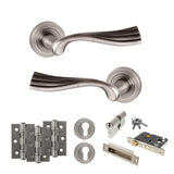 Quality image of Old English Richmond Door Handle Pack (Euro Lock Set - 2.5" CE Sashlock, 3" Fire Rated Hinges x3) - Matt Gun Metal | Sku. adpoe110mbn20 | available from Trade Door Handles.