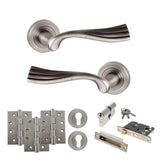 Quality image of Old English Richmond Door Handle Pack (Euro Lock Set - 2.5" CE Sashlock, 4" Fire Rated Hinges x3) - Matt Gun Metal | Sku. adpoe110mbn22 | available from Trade Door Handles.