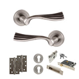 Quality image of Old English Richmond Door Handle Pack (Euro Lock Set - 3" CE Sashlock, 4" Slim Knuckle Hinges x2) - Matt Gun Metal | Sku. adpoe110mbn25 | available from Trade Door Handles.