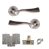 Quality image of Old English Richmond Door Handle Pack (Latch Set - 3" CE Latch, 4" Fire Rated Hinges x3) - Matt Gun Metal | Sku. adpoe110mbn4 | available from Trade Door Handles.