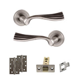 Quality image of Old English Richmond Door Handle Pack (Latch Set - 3" CE Latch, 4" Slim Knuckle Hinges x2) - Matt Gun Metal | Sku. adpoe110mbn6 | available from Trade Door Handles.