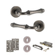 Quality image of Old English Durham Door Handle Pack (3 Lever Lock Set - 3" CE Sashlock, 4" Slim Knuckle Hinges x2) - Distressed Silver | Sku. adpoe127ds19 | available from Trade Door Handles.