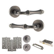 Quality image of Old English Durham Door Handle Pack (Bathroom Set - 2.5" CE Bathroom Lock, 4" Fire Rated Hinges x3) - Matt Gun Metal | Sku. adpoe127mbn10 | available from Trade Door Handles.