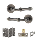 Quality image of Old English Durham Door Handle Pack (Latch Set - 2.5" CE Latch, 3" Fire Rated Hinges x3) - Matt Gun Metal | Sku. adpoe127mbn1 | available from Trade Door Handles.