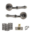 Quality image of Old English Durham Door Handle Pack (Latch Set - 3" CE Latch, 3" Fire Rated Hinges x3) - Matt Gun Metal | Sku. adpoe127mbn2 | available from Trade Door Handles.