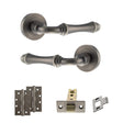 Quality image of Old English Durham Door Handle Pack (Latch Set - 3" CE Latch, 4" Slim Knuckle Hinges x2) - Matt Gun Metal | Sku. adpoe127mbn6 | available from Trade Door Handles.