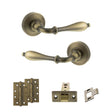 Quality image of Old English Wrexham Door Handle Pack (Latch Set - 2.5" CE Latch, 4" Slim Knuckle Hinges x2) - Matt Antique Brass | Sku. adpoe142mab5 | available from Trade Door Handles.