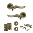 Quality image of Old English Oxford Door Handle Pack (3 Lever Lock Set - 2.5" CE Sashlock, 4" Slim Knuckle Hinges x2) - Matt Antique Brass | Sku. adpoe144mab18 | available from Trade Door Handles.