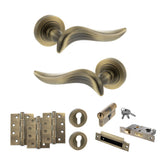 Quality image of Old English Oxford Door Handle Pack (Euro Lock Set - 3" CE Sashlock, 4" Fire Rated Hinges x3) - Matt Antique Brass | Sku. adpoe144mab23 | available from Trade Door Handles.