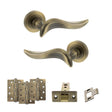 Quality image of Old English Oxford Door Handle Pack (Latch Set - 2.5" CE Latch, 4" Fire Rated Hinges x3) - Matt Antique Brass | Sku. adpoe144mab3 | available from Trade Door Handles.