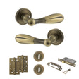 Quality image of Old English Cambridge Door Handle Pack (3 Lever Lock Set - 2.5" CE Sashlock, 4" Slim Knuckle Hinges x2) - Matt Antique Brass | Sku. adpoe175mab18 | available from Trade Door Handles.
