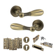 Quality image of Old English Cambridge Door Handle Pack (Euro Lock Set - 2.5" CE Sashlock, 4" Fire Rated Hinges x3) - Matt Antique Brass | Sku. adpoe175mab22 | available from Trade Door Handles.