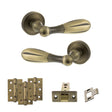Quality image of Old English Cambridge Door Handle Pack (Latch Set - 3" CE Latch, 3" Fire Rated Hinges x3) - Matt Antique Brass | Sku. adpoe175mab2 | available from Trade Door Handles.