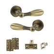 Quality image of Old English Cambridge Door Handle Pack (Latch Set - 2.5" CE Latch, 4" Slim Knuckle Hinges x2) - Matt Antique Brass | Sku. adpoe175mab5 | available from Trade Door Handles.