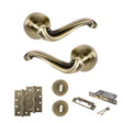 Quality image of Old English Colchester Door Handle Pack (3 Lever Lock Set - 2.5" CE Sashlock, 4" Slim Knuckle Hinges x2) - Antique Brass | Sku. adpoe177ab18 | available from Trade Door Handles.