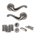 Quality image of Old English Colchester Door Handle Pack (Bathroom Set - 2.5" CE Bathroom Lock, 4" Fire Rated Hinges x3) - Distressed Silver | Sku. adpoe177ds10 | available from Trade Door Handles.
