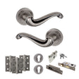Quality image of Old English Colchester Door Handle Pack (Euro Lock Set - 3" CE Sashlock, 3" Fire Rated Hinges x3) - Distressed Silver | Sku. adpoe177ds21 | available from Trade Door Handles.