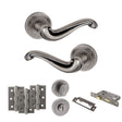 Quality image of Old English Colchester Door Handle Pack (Bathroom Set - 3" CE Bathroom Lock, 3" Fire Rated Hinges x3) - Distressed Silver | Sku. adpoe177ds9 | available from Trade Door Handles.