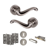 Quality image of Old English Colchester Door Handle Pack (3 Lever Lock Set - 2.5" CE Sashlock, 3" Fire Rated Hinges x3) - Matt Gun Metal | Sku. adpoe177mbn14 | available from Trade Door Handles.