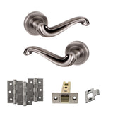Quality image of Old English Colchester Door Handle Pack (Latch Set - 2.5" CE Latch, 3" Fire Rated Hinges x3) - Matt Gun Metal | Sku. adpoe177mbn1 | available from Trade Door Handles.