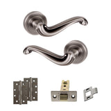 Quality image of Old English Colchester Door Handle Pack (Latch Set - 2.5" CE Latch, 4" Slim Knuckle Hinges x2) - Matt Gun Metal | Sku. adpoe177mbn5 | available from Trade Door Handles.
