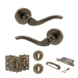 Quality image of Old English Warwick Door Handle Pack (3 Lever Lock Set - 3" CE Sashlock, 3" Fire Rated Hinges x3) - Antique Brass | Sku. adpoe178ab15 | available from Trade Door Handles.