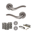 Quality image of Old English Warwick Door Handle Pack (3 Lever Lock Set - 2.5" CE Sashlock, 3" Fire Rated Hinges x3) - Distressed Silver | Sku. adpoe178ds14 | available from Trade Door Handles.