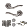 Quality image of Old English Warwick Door Handle Pack (3 Lever Lock Set - 2.5" CE Sashlock, 4" Fire Rated Hinges x3) - Distressed Silver | Sku. adpoe178ds16 | available from Trade Door Handles.