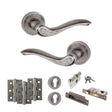 Quality image of Old English Warwick Door Handle Pack (Euro Lock Set - 3" CE Sashlock, 3" Fire Rated Hinges x3) - Distressed Silver | Sku. adpoe178ds21 | available from Trade Door Handles.