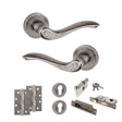 Quality image of Old English Warwick Door Handle Pack (Euro Lock Set - 3" CE Sashlock, 4" Slim Knuckle Hinges x2) - Distressed Silver | Sku. adpoe178ds25 | available from Trade Door Handles.