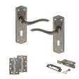 Quality image of Old English Warwick Door Handle Pack (3 Lever Lock Set - 3" CE Sashlock, 4" Slim Knuckle Hinges x2) - Distressed Silver | Sku. adpoe178kds19 | available from Trade Door Handles.