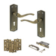 Quality image of Old English Warwick Door Handle Pack (3 Lever Lock Set - 3" CE Sashlock, 3" Fire Rated Hinges x3) - Matt Antique Brass | Sku. adpoe178kmab15 | available from Trade Door Handles.