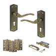 Quality image of Old English Warwick Door Handle Pack (3 Lever Lock Set - 2.5" CE Sashlock, 4" Fire Rated Hinges x3) - Matt Antique Brass | Sku. adpoe178kmab16 | available from Trade Door Handles.