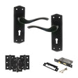 Quality image of Old English Warwick Door Handle Pack (3 Lever Lock Set - 3" CE Sashlock, 3" Fire Rated Hinges x3) - Matt Black | Sku. adpoe178kmb15 | available from Trade Door Handles.
