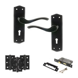 Quality image of Old English Warwick Door Handle Pack (3 Lever Lock Set - 3" CE Sashlock, 3" Fire Rated Hinges x3) - Matt Black | Sku. adpoe178kmb15 | available from Trade Door Handles.