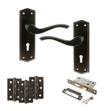 Quality image of Old English Warwick Door Handle Pack (3 Lever Lock Set - 3" CE Sashlock, 3" Fire Rated Hinges x3) - Urban Dark Bronze | Sku. adpoe178kudb15 | available from Trade Door Handles.