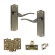 Quality image of Old English Warwick Door Handle Pack (Latch Set - 2.5" CE Latch, 3" Fire Rated Hinges x3) - Matt Antique Brass | Sku. adpoe178lmab1 | available from Trade Door Handles.