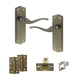 Quality image of Old English Warwick Door Handle Pack (Latch Set - 3" CE Latch, 4" Slim Knuckle Hinges x2) - Matt Antique Brass | Sku. adpoe178lmab6 | available from Trade Door Handles.