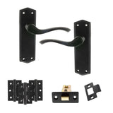 Quality image of Old English Warwick Door Handle Pack (Latch Set - 2.5" CE Latch, 3" Fire Rated Hinges x3) - Matt Black | Sku. adpoe178lmb1 | available from Trade Door Handles.